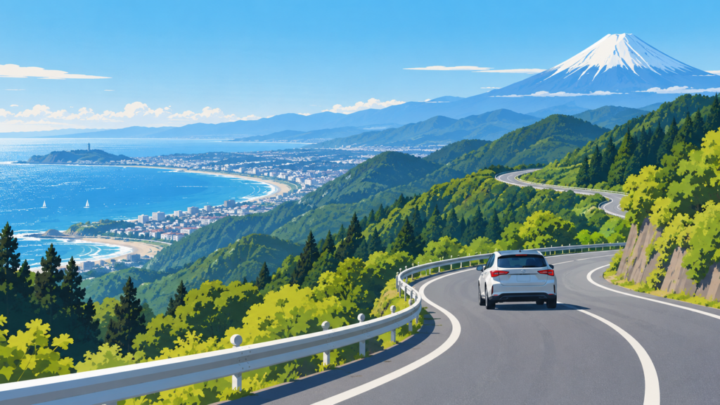 fujisawa-chigasaki-to-fuji-safari-drive-illustration